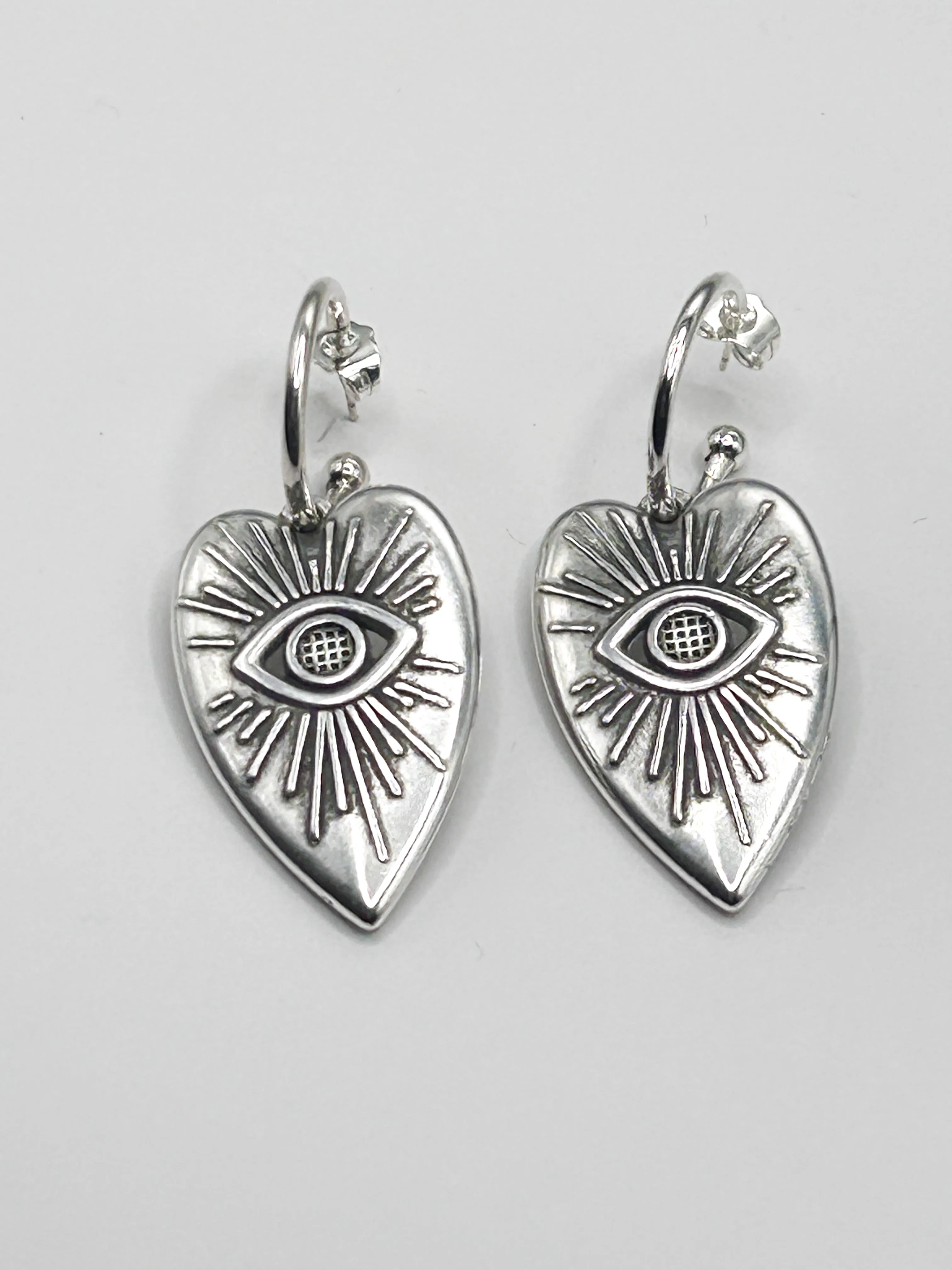 Abstract Heart Dangle Hoops