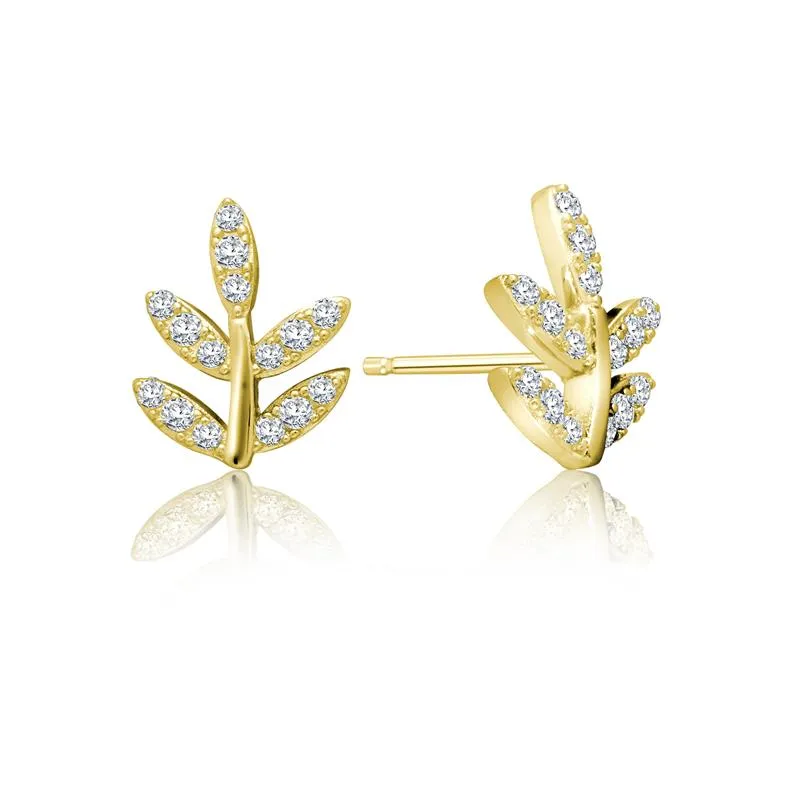 Achara Small Sparkling Leaf Stud Earrings