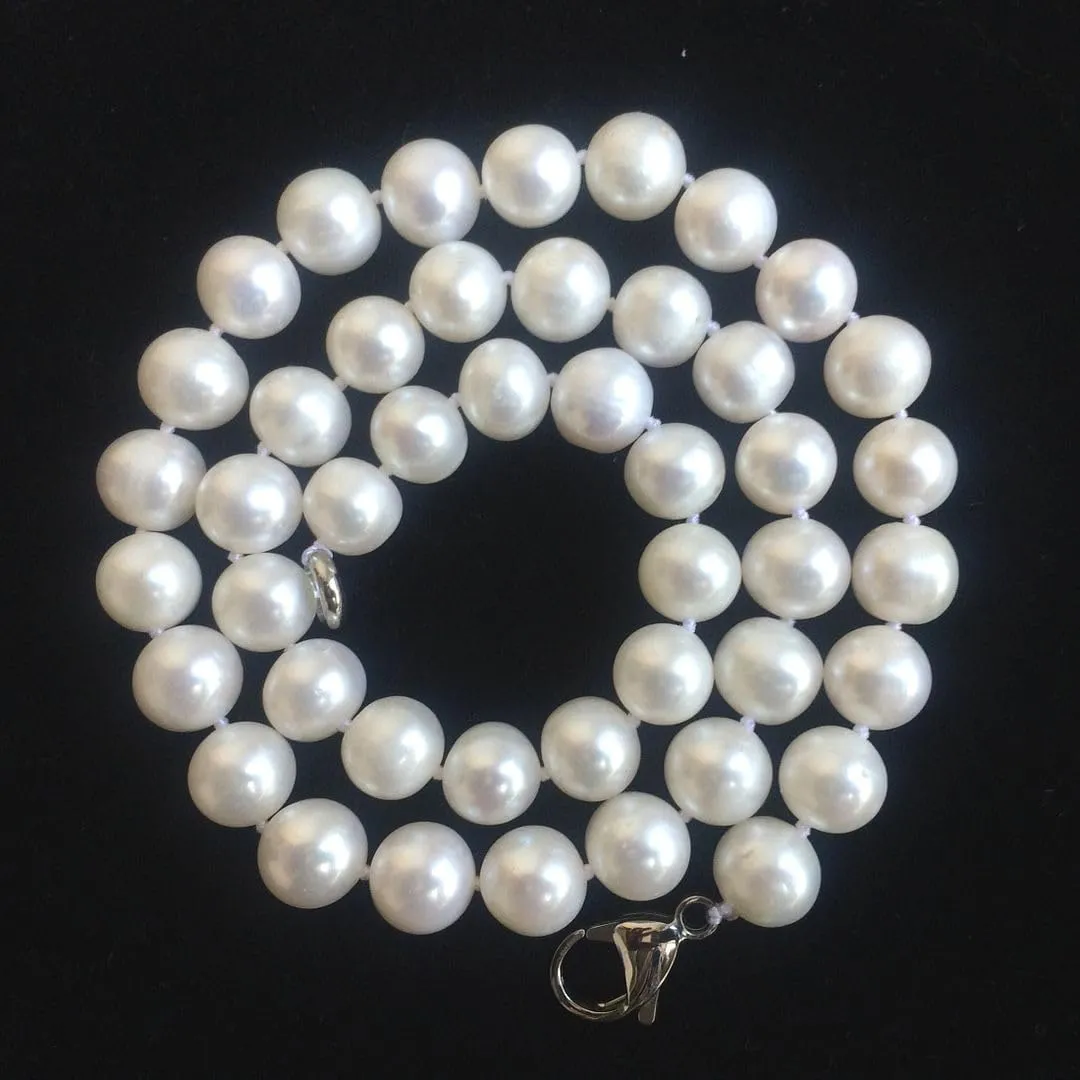 Adabele Authentic Natural AA  Grade Round White Cultured Freshwater Pearl Necklace Jewelry for Women Anniversary Birthday Mother Gifts