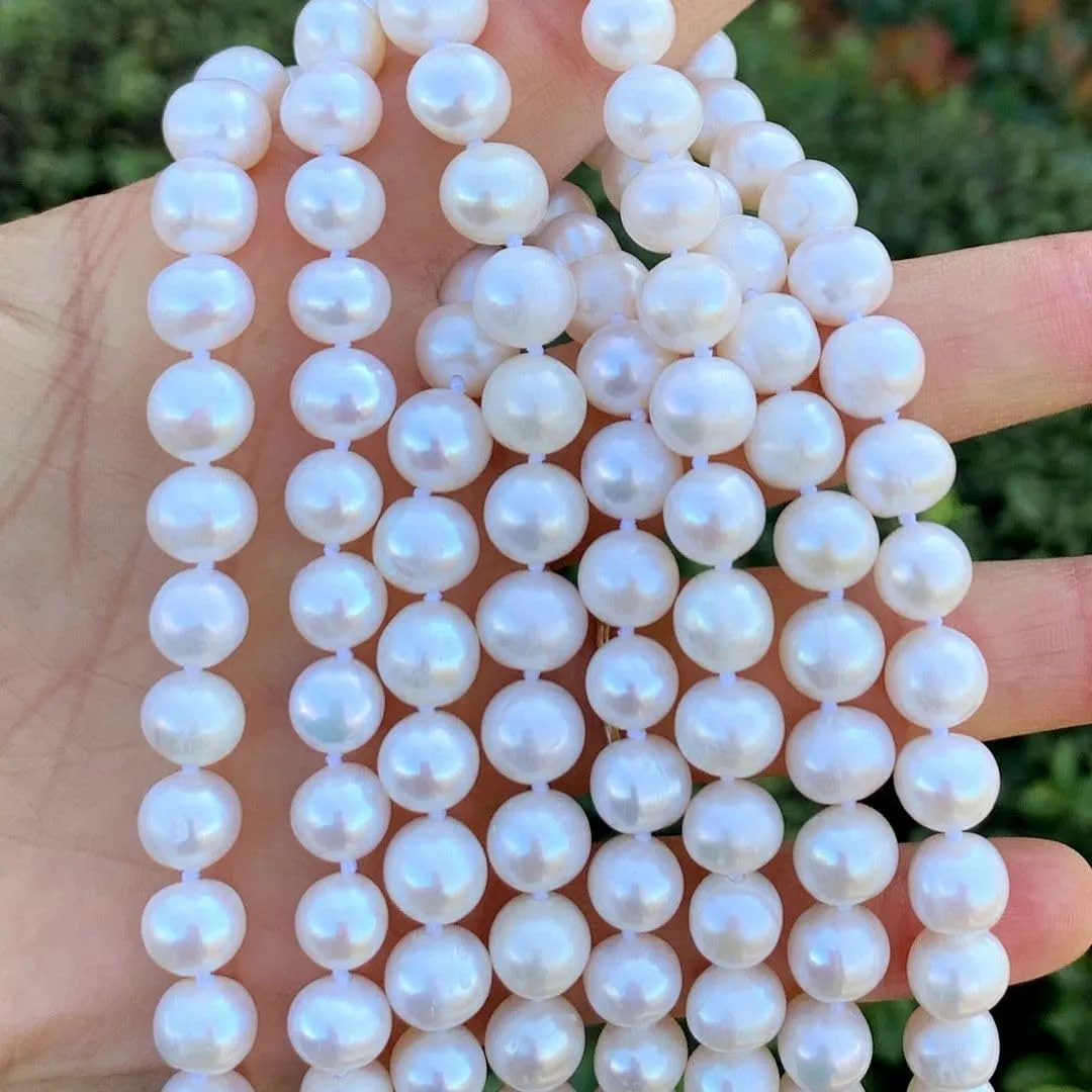 Adabele Authentic Natural AA  Grade Round White Cultured Freshwater Pearl Necklace Jewelry for Women Anniversary Birthday Mother Gifts