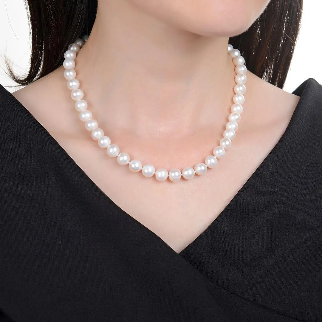 Adabele Authentic Natural AA  Grade Round White Cultured Freshwater Pearl Necklace Jewelry for Women Anniversary Birthday Mother Gifts