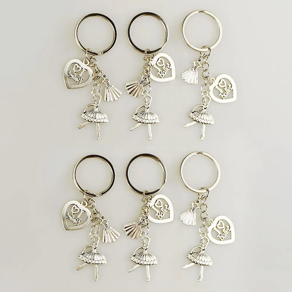 Airgoesin 6pcs Ballet Dancing Dance Class Dancer Gift for Teachers Party Favors Bag Charm Pendent