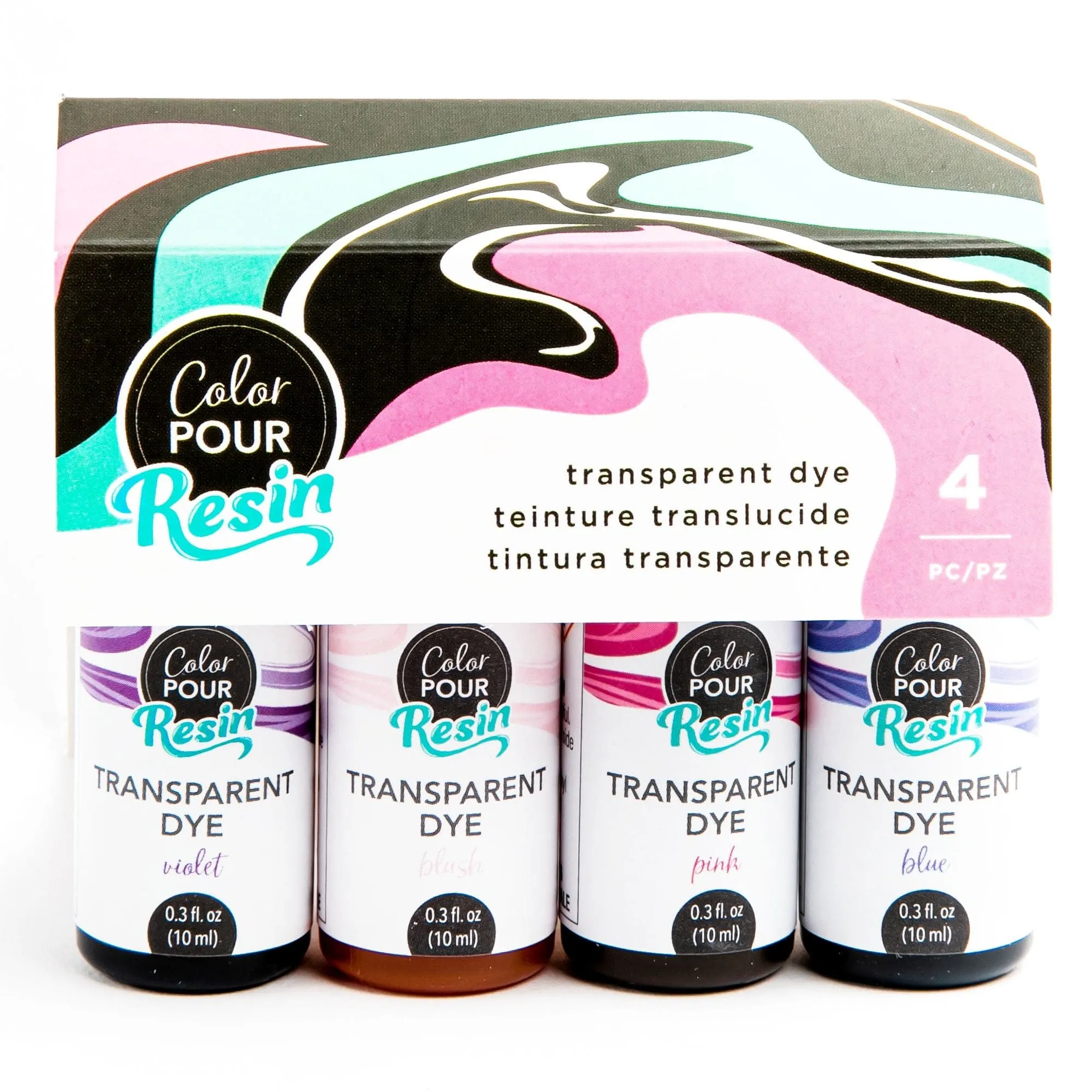 American Crafts Color Pour Resin Dyes 4 x 10ml Translucent Mixed Berry