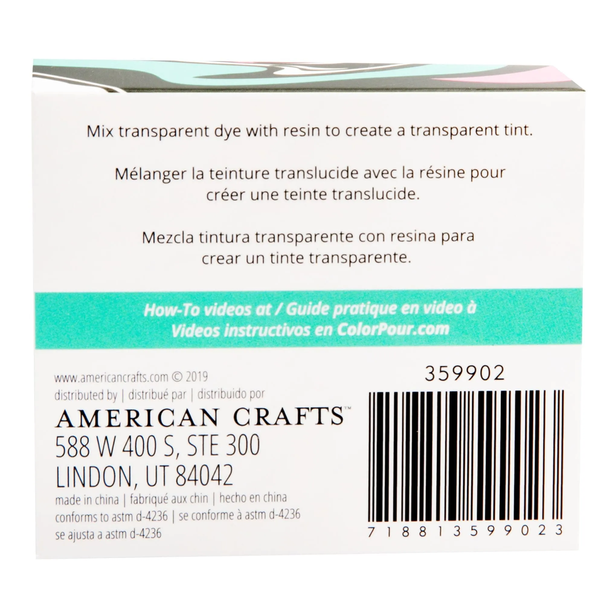 American Crafts Color Pour Resin Dyes 4 x 10ml Translucent Mixed Berry