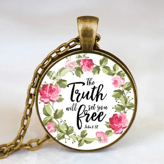 Antique Bronze Handmade Bible Verse Necklace Glass Dome Necklace Scripture Quote Jewelry Christian Party Mother Sister Gifts