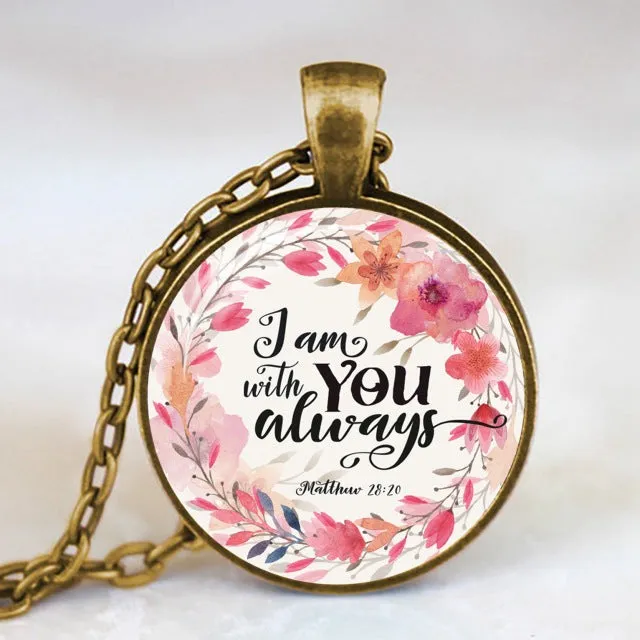 Antique Bronze Handmade Bible Verse Necklace Glass Dome Necklace Scripture Quote Jewelry Christian Party Mother Sister Gifts
