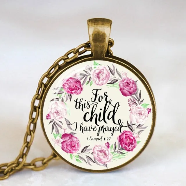 Antique Bronze Handmade Bible Verse Necklace Glass Dome Necklace Scripture Quote Jewelry Christian Party Mother Sister Gifts