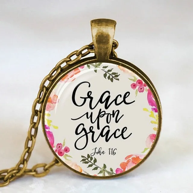 Antique Bronze Handmade Bible Verse Necklace Glass Dome Necklace Scripture Quote Jewelry Christian Party Mother Sister Gifts