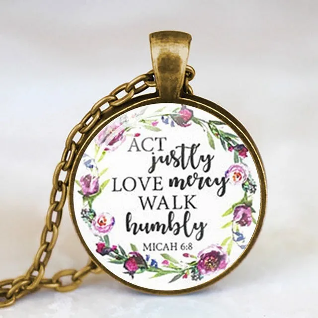Antique Bronze Handmade Bible Verse Necklace Glass Dome Necklace Scripture Quote Jewelry Christian Party Mother Sister Gifts