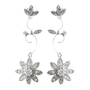 Antique Silver Clear Earring E 1774