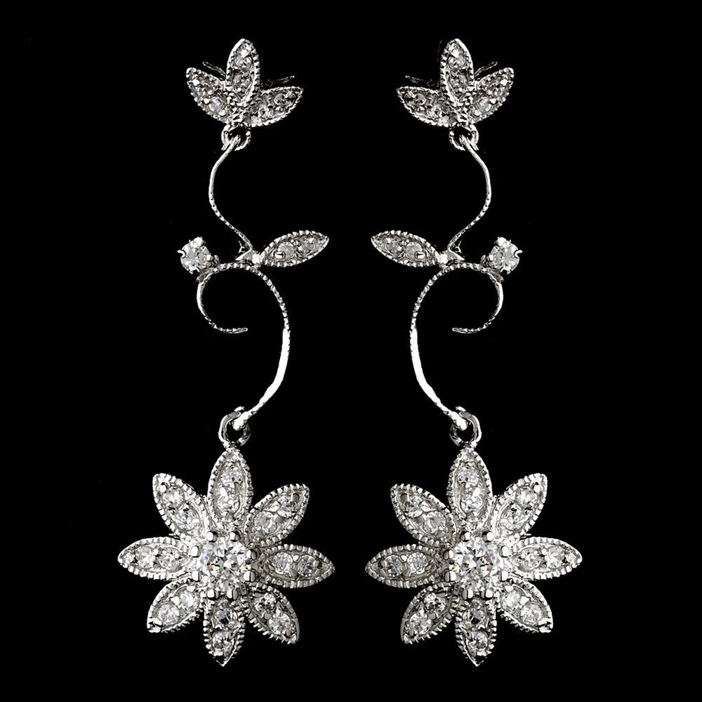 Antique Silver Clear Earring E 1774