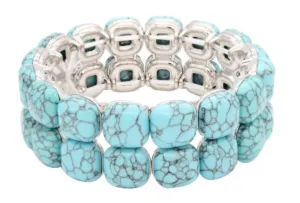 Antique Silver Turquoise Stretch Bracelet