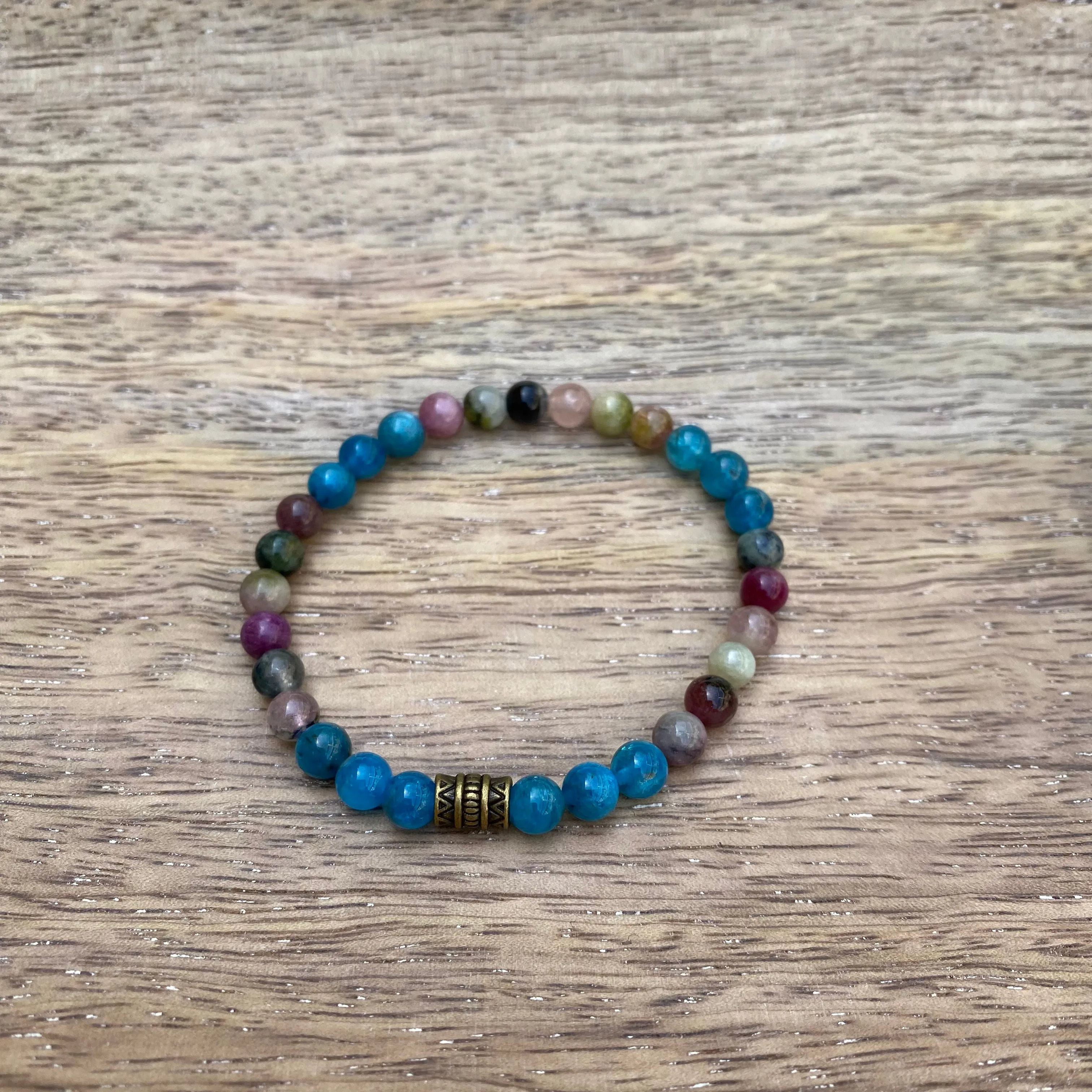 Apatite & Watermelon Tourmaline Super Skinny Stacker Bracelet (5mm beads)