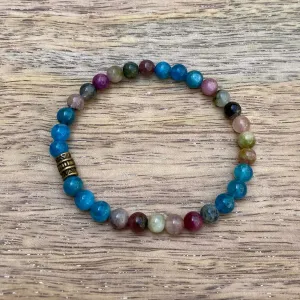 Apatite & Watermelon Tourmaline Super Skinny Stacker Bracelet (5mm beads)