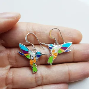 Arizona Turquoise and Inlaid Jewelry Colorful Hummingbird Earrings