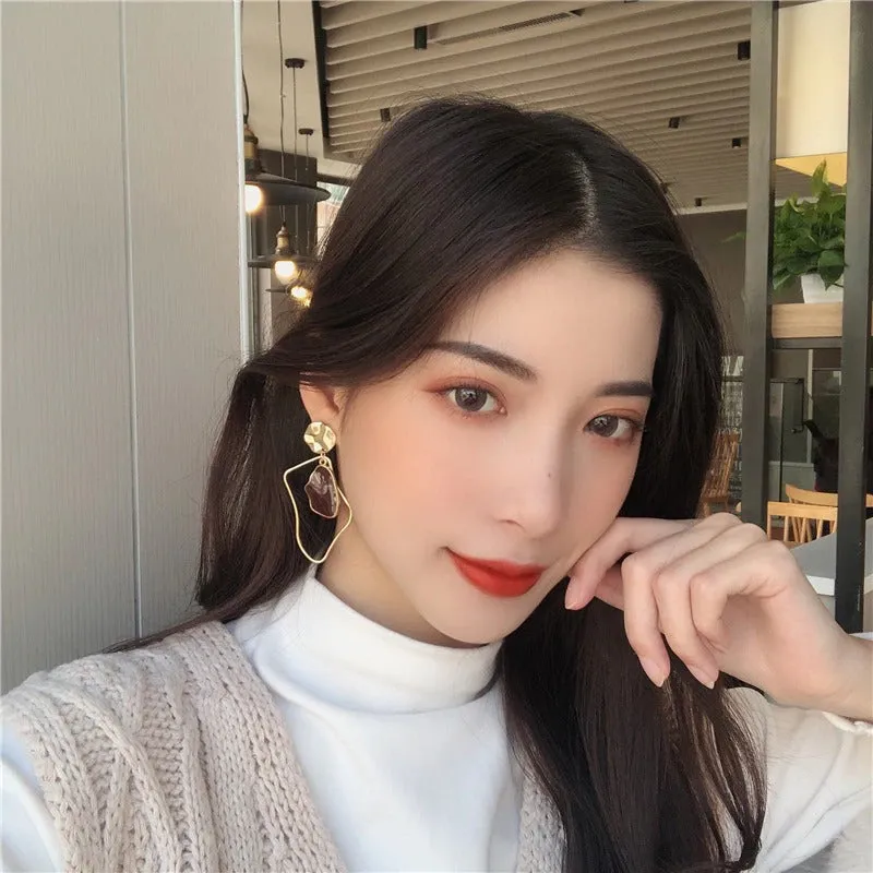 Artistic Irregular Geometric Hanging Asymmetrical Drop Earrings
