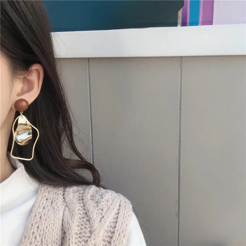Artistic Irregular Geometric Hanging Asymmetrical Drop Earrings
