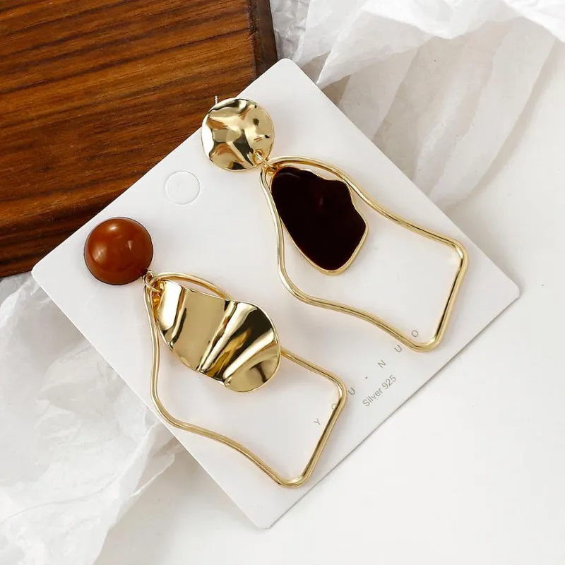 Artistic Irregular Geometric Hanging Asymmetrical Drop Earrings