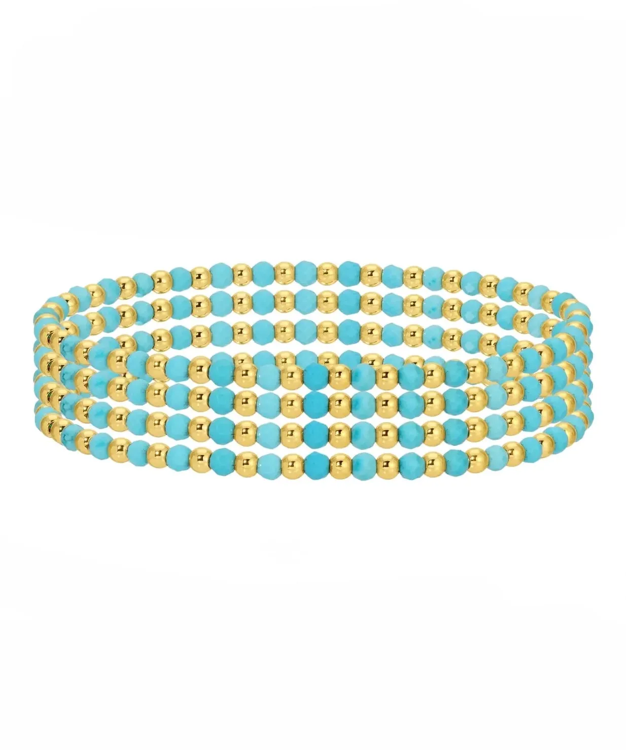 Assorted Stone and Beaded Bracelet - Turq w/Gold Accent