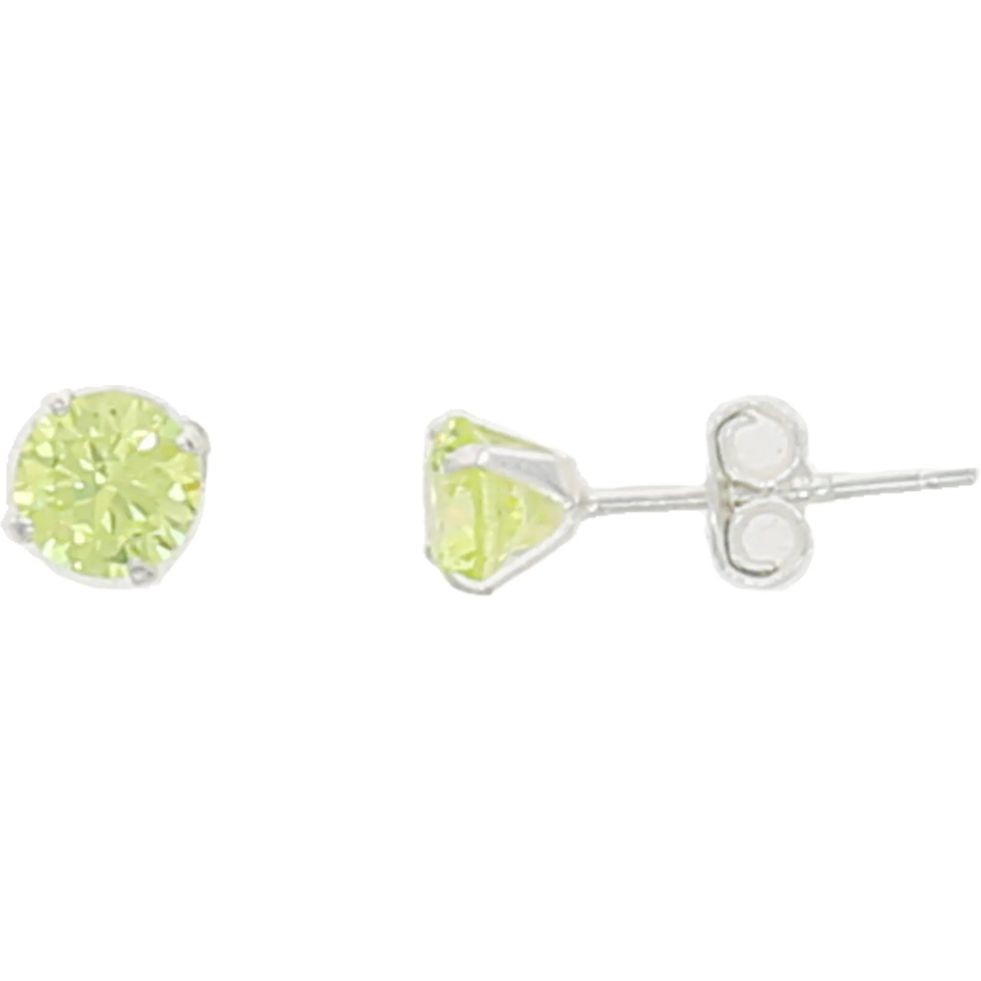 August 5mm Sterling Silver Cubic Zirconia Stud Earrings