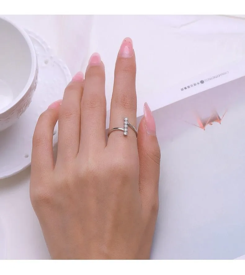 Authentic AAAA Simulated Diamonds 925 Sterling Silver Fashion Delicate Ring - Engagement Fine Jewellery