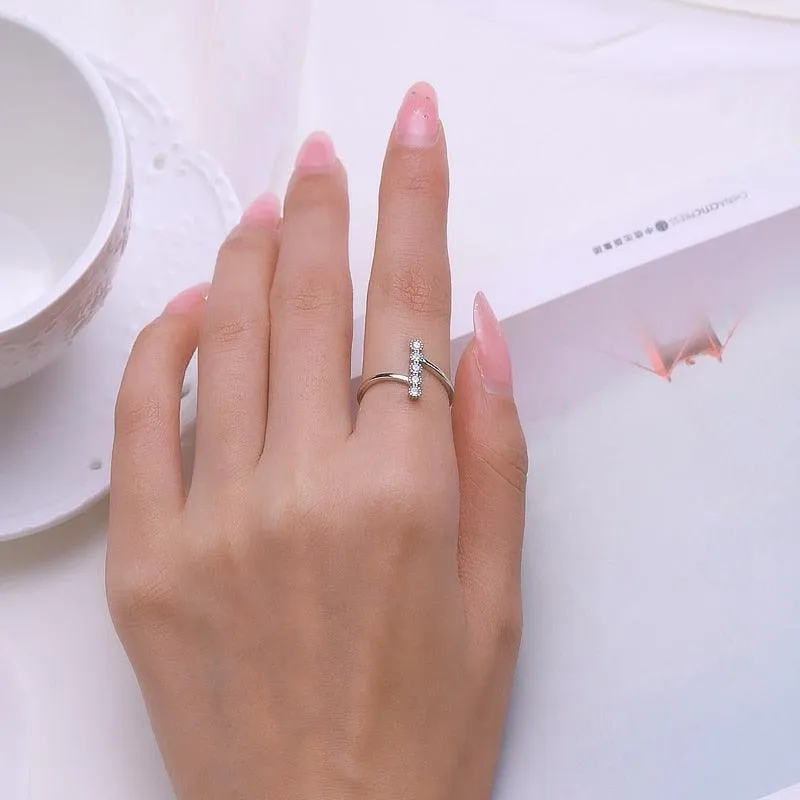 Authentic AAAA Simulated Diamonds 925 Sterling Silver Fashion Delicate Ring - Engagement Fine Jewellery