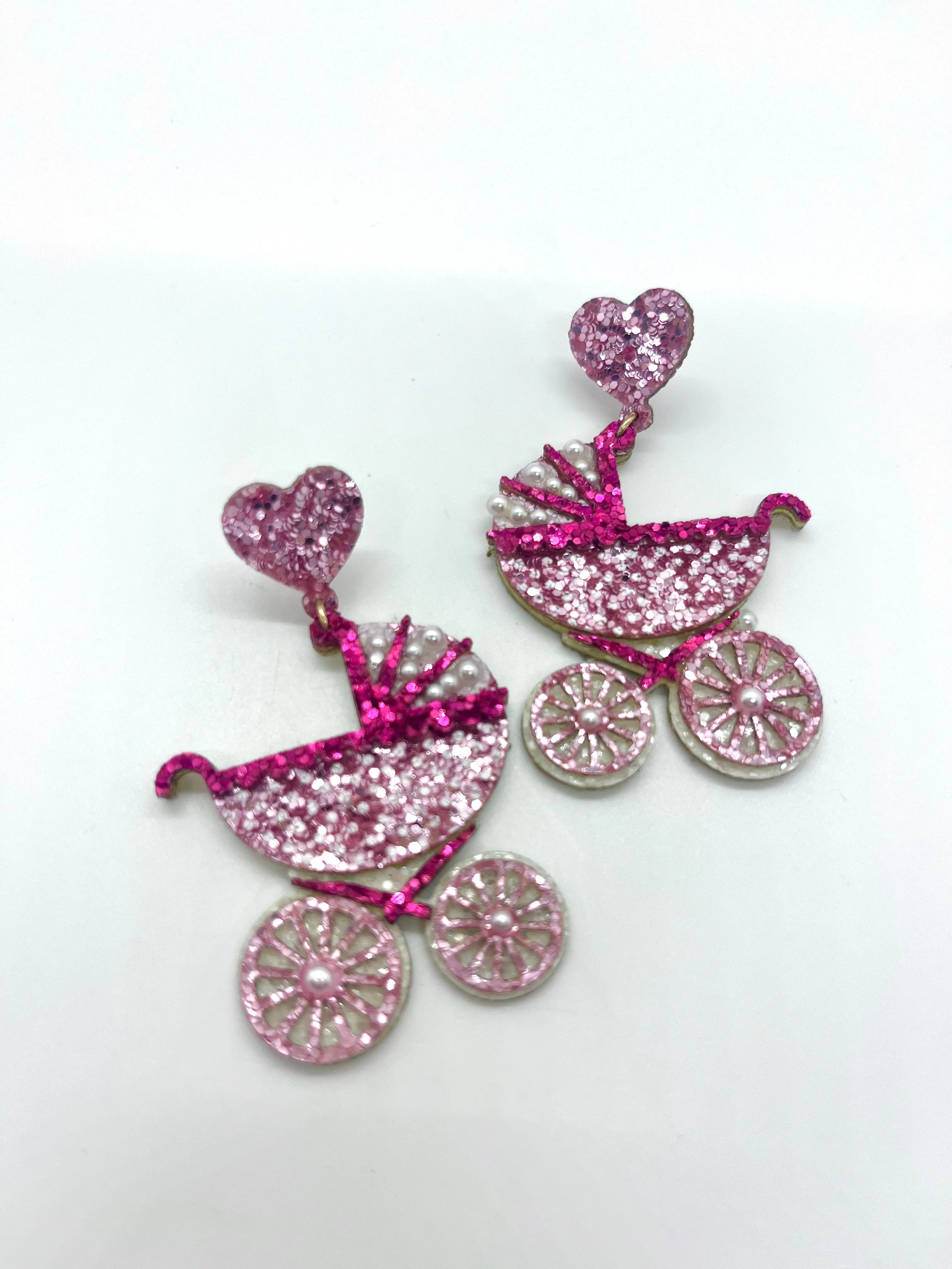 Baby Carriage Sparkly Earrings