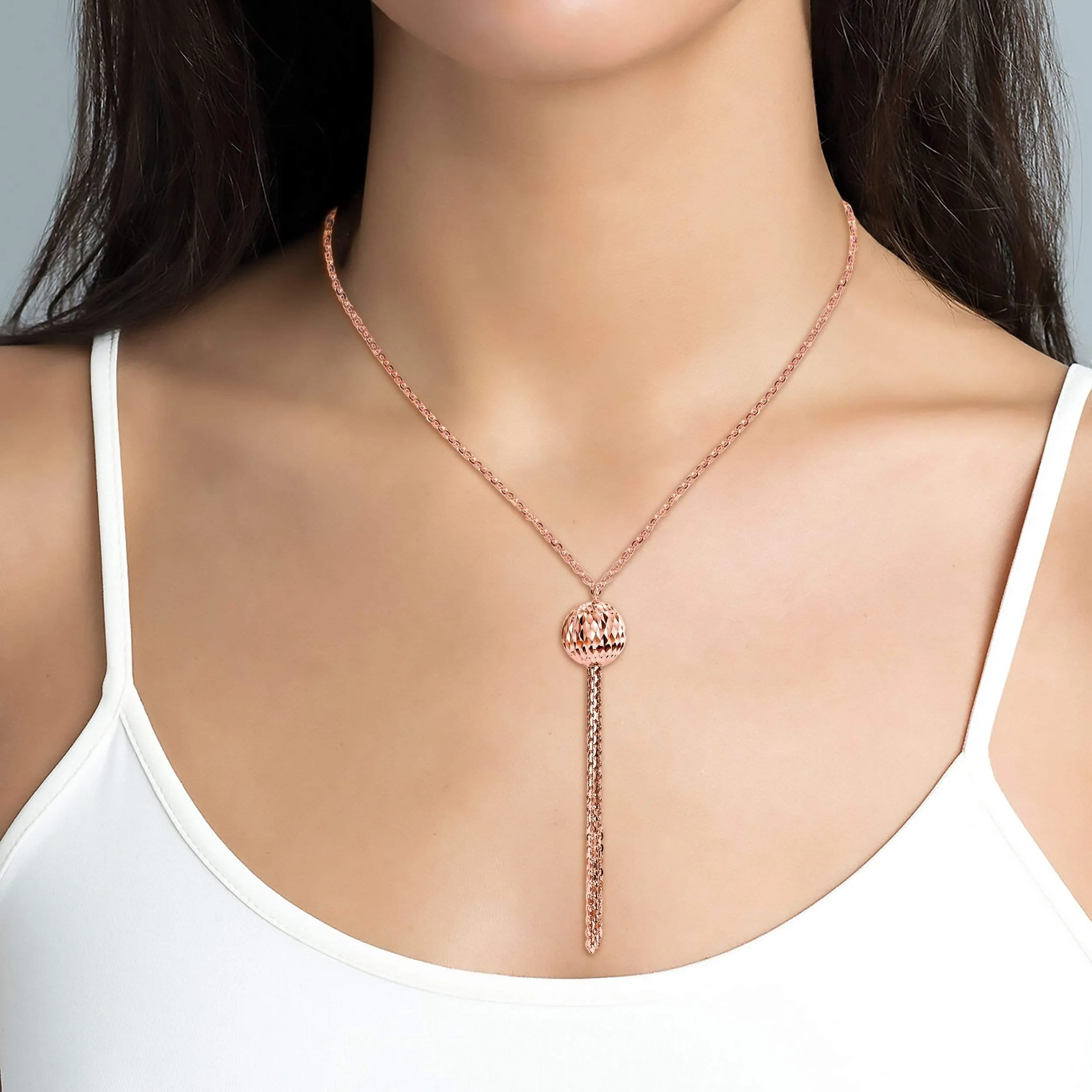 Ball Necklace Rose Gold Plate