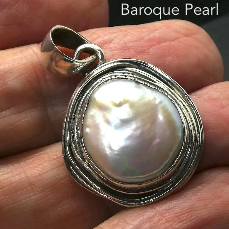 Baroque Pearl Pendant, 925 Sterling Silver, k1
