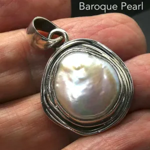 Baroque Pearl Pendant, 925 Sterling Silver, k1