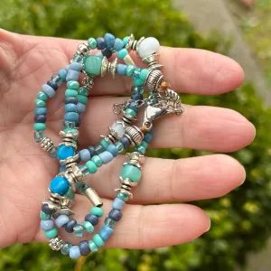 Beaded Choker Necklace Blues Turquoise