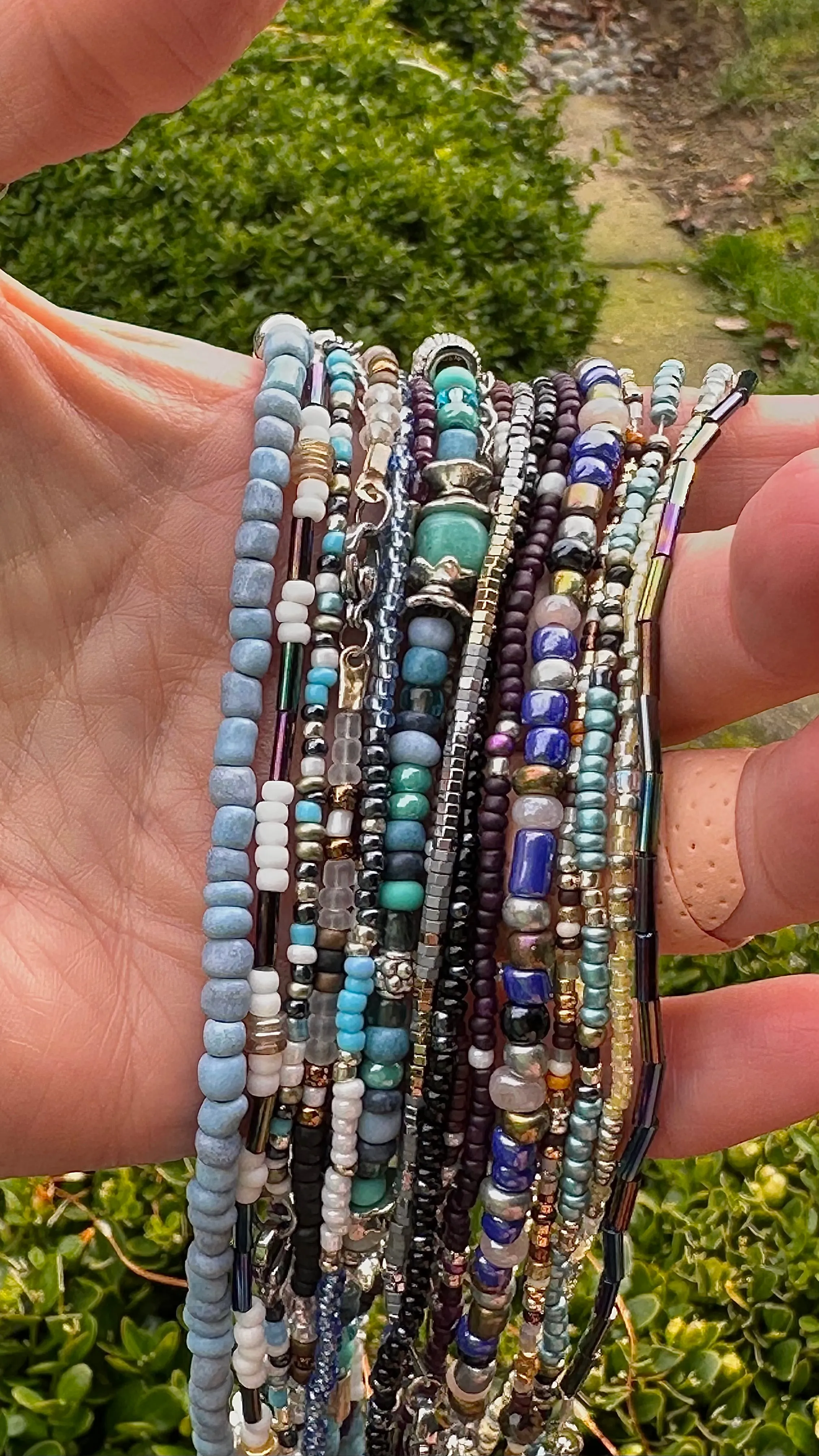 Beaded Choker Necklace Blues Turquoise