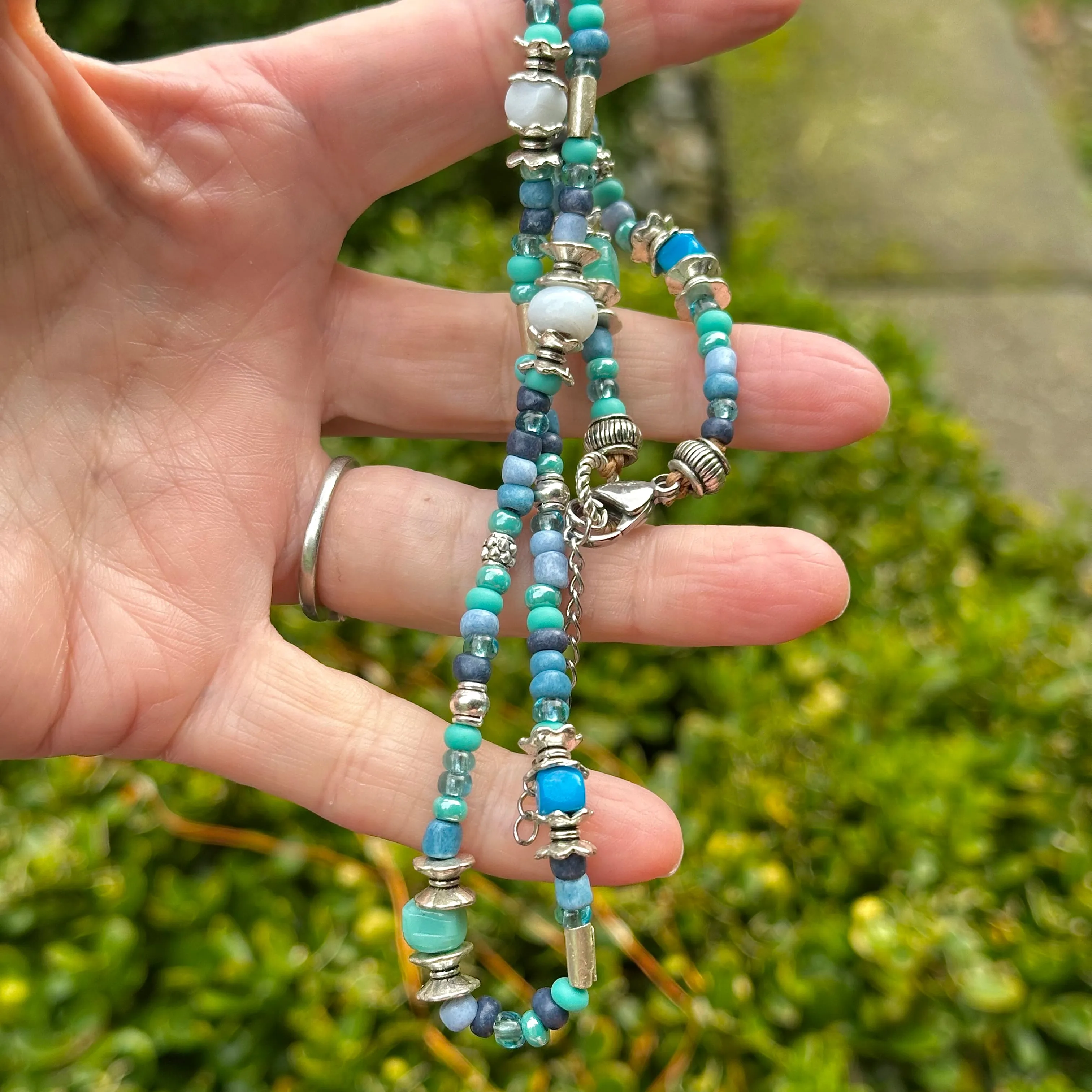 Beaded Choker Necklace Blues Turquoise