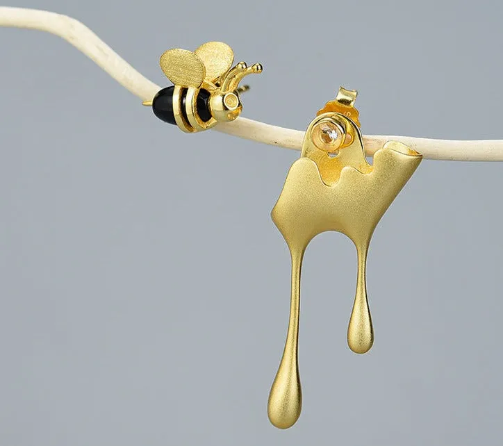 Bee Motif Stud Earrings