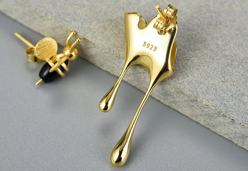 Bee Motif Stud Earrings