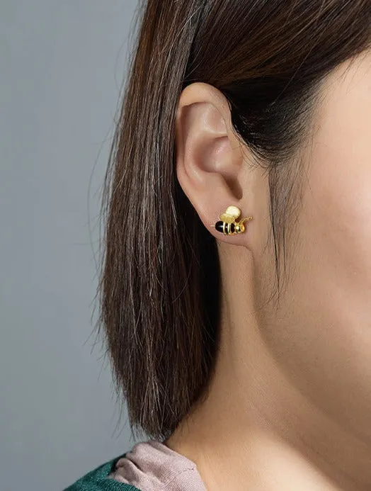 Bee Motif Stud Earrings