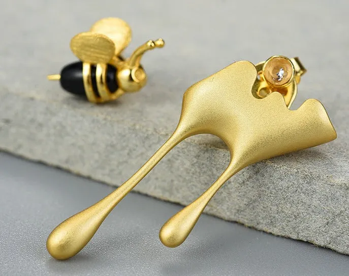 Bee Motif Stud Earrings