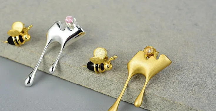 Bee Motif Stud Earrings