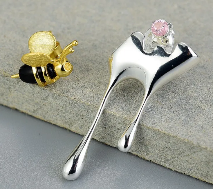 Bee Motif Stud Earrings