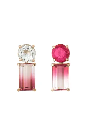 Bicolor Rubellite Mix Match Earrings