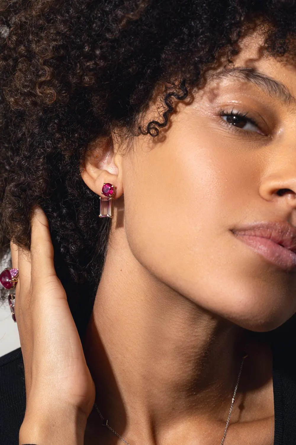 Bicolor Rubellite Mix Match Earrings