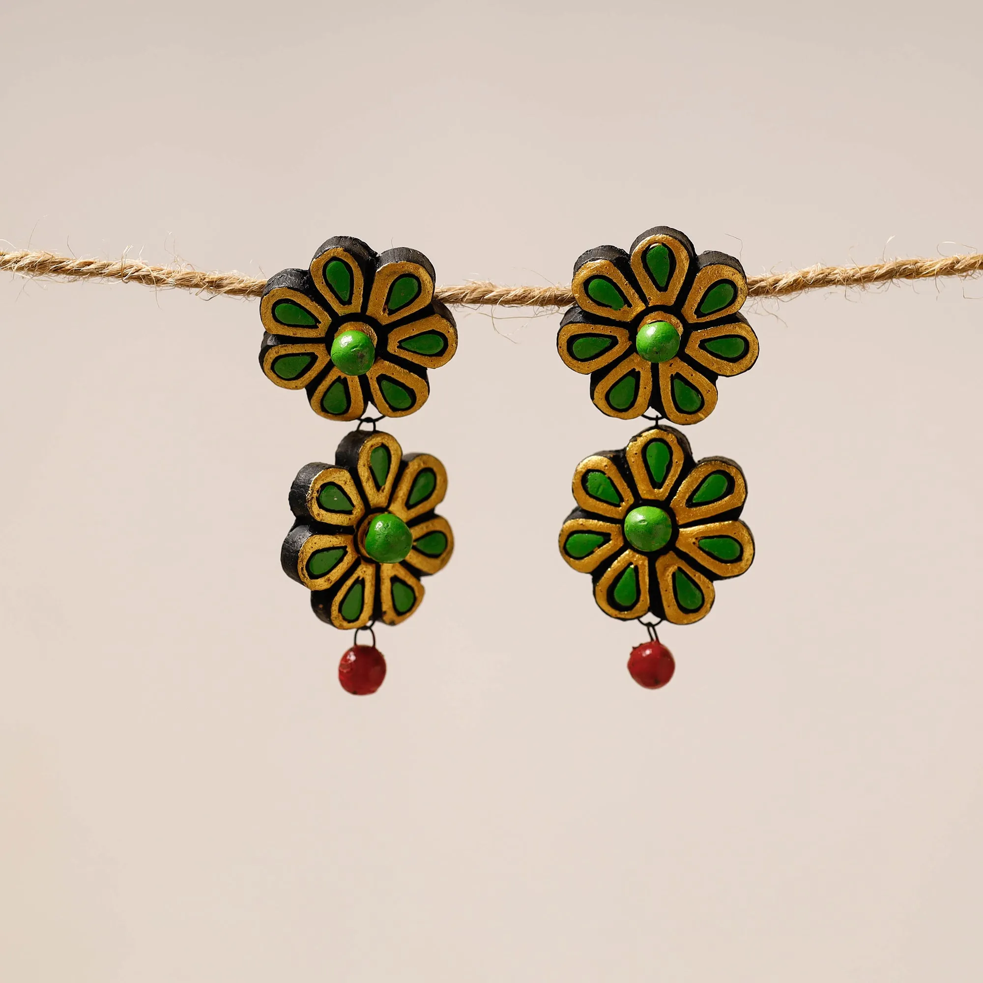 Bishnupur Handpainted Stud Terracotta Earrings 40