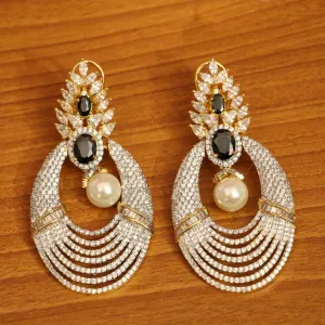 Black Diamond Look Pearl Danglers