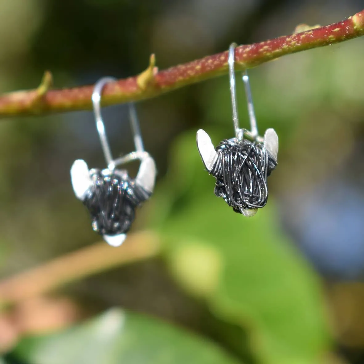 Black Highland Cow Drop Earrings