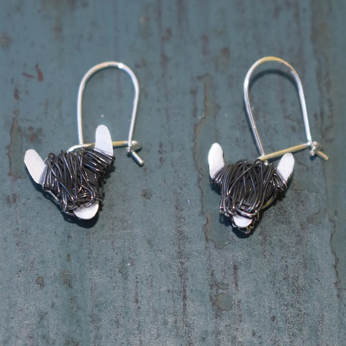 Black Highland Cow Drop Earrings