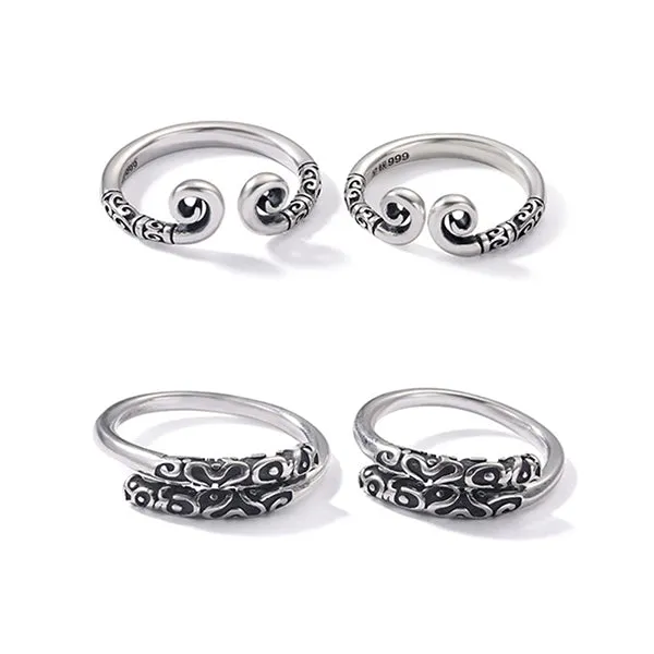 Black Myth Wukong Inspired Rings - Unisex Designs - Adjustable S999 Silver