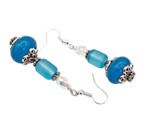 Blue artistic lampwork beaded earrings