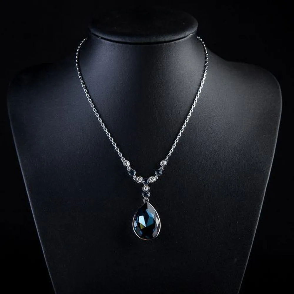 Blue Water Crystal Necklace