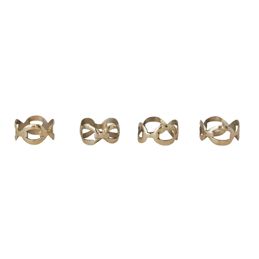 Brass Chain Shaped Napkin Rings S/4