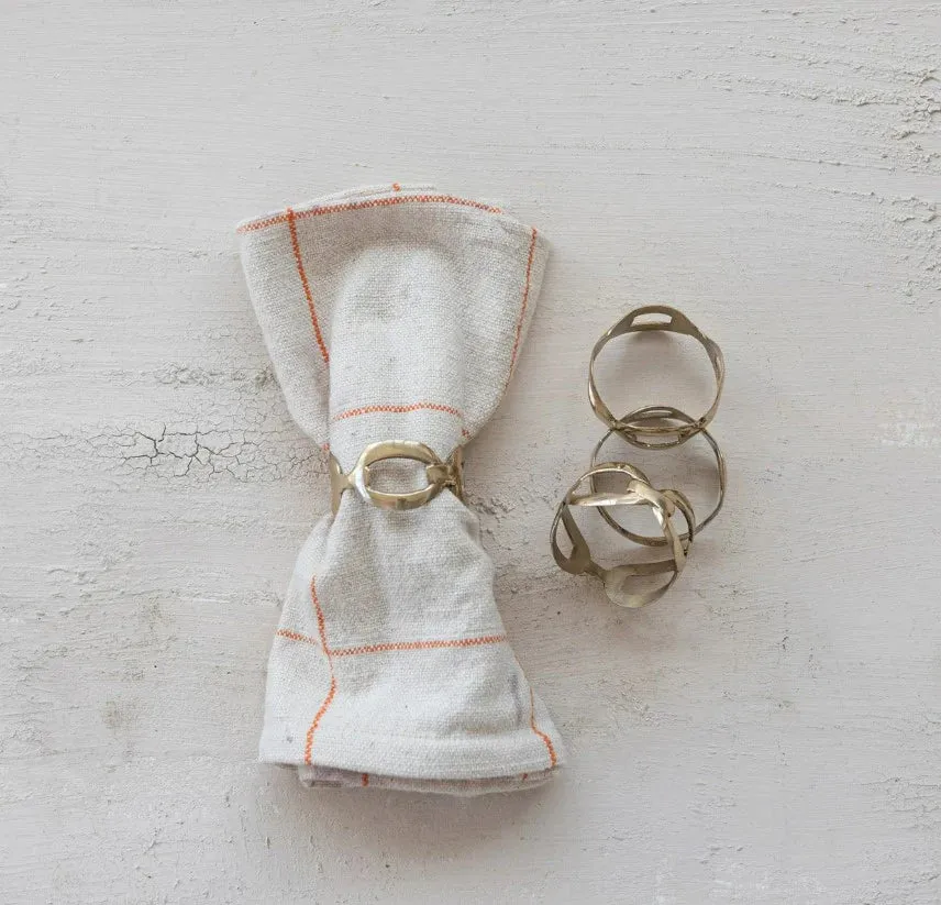 Brass Chain Shaped Napkin Rings S/4